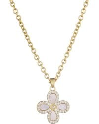 Adornia - 14K Plated Mother Of Pearl Cz Flower Halo Necklace - Lyst