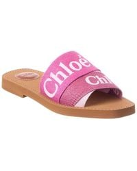Chloé - Woody Logo Canvas Sandal - Lyst