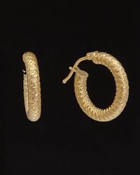 Italian Gold - 14k Textured Hoops - Lyst