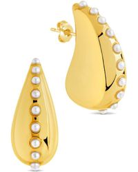 Sterling Forever - 2Mm Pearl Raze Studded Drop Stud Earrings - Lyst