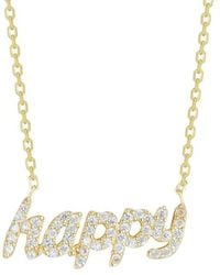 Glaze Jewelry - Silver Cz Happy Necklace - Lyst