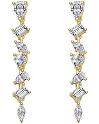 Genevive Jewelry - 14K Diamond Cz Dangle Earrings - Lyst