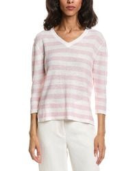 Forte - Beach Stripe V-Neck Linen Sweater - Lyst