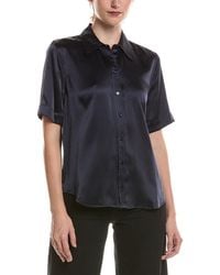 L'Agence - Ellah Short Sleeve Silk Blouse - Lyst