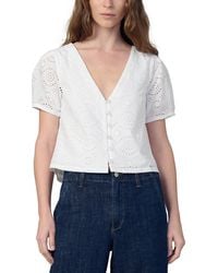 Joe's Jeans - The Halle Short Sleeve Eyelet Blouse - Lyst