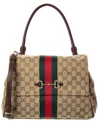 Gucci - Paparazzo Medium Top Handle Gg Canvas & Leather Satchel - Lyst