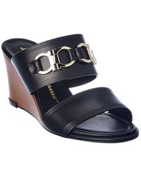 Ferragamo - Ferragamo Chaim Leather Wedge Sandal - Lyst
