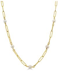 Sabrina Designs - 14k Pearl Station Paperclip Necklace - Lyst