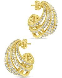 Sterling Forever - 14k Plated Cz Jenny Statement Hoops - Lyst