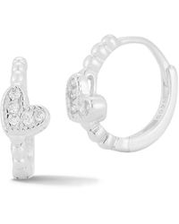 Glaze Jewelry - Silver Cz Heart Hoops - Lyst