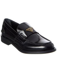 Prada - Logo Brushed Leather Loafer - Lyst