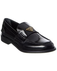 Prada - Logo Brushed Leather Loafer - Lyst