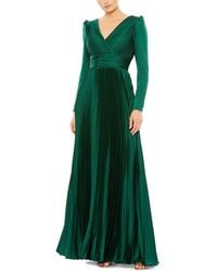 Mac Duggal - Pleated Long Sleeve V-Neck Gown - Lyst