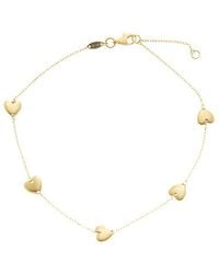 Italian Gold - 14K Heart Station Adjustable Length Anklet - Lyst
