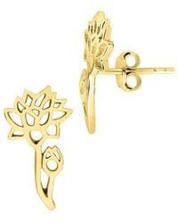 Sterling Forever - 14K Plated Birth Flower Stud Earrings - Lyst