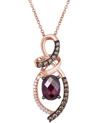 Le Vian - 14k Strawberry Gold 1.75 Ct. Tw. Diamond & Rhodolite Pendant Necklace - Lyst