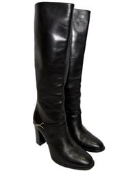 Saint Laurent - Saint Laurent Leather Chain Detail Tall Boot (Authentic Pre-Loved) - Lyst