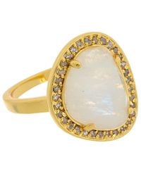 Adornia Fine Jewelry 14k Over Silver 4.20 Ct. Tw. Diamond & Moonstone Halo Ring - Metallic