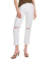 7 For All Mankind - High Waist Cropped White Straight Ankle Jean - Lyst