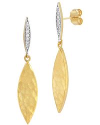 Reiss - 14k 0.10 Ct. Tw. Diamond Leaf Dangle Earrings - Lyst