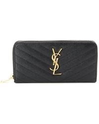 Saint Laurent - Monogram Matelasse Leather Zip Around Wallet - Lyst