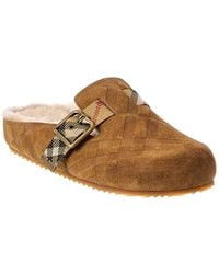 Burberry - Check Urchin Suede Mule - Lyst