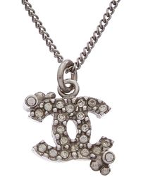 Chanel Silver-tone & Crystal Small Cc Necklace - Metallic