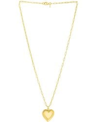 Italian Gold Over Silver - 14K Puffed Heart Paperclip Necklace - Lyst