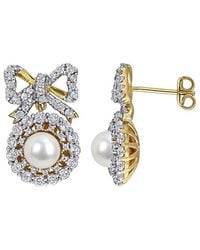 Rina Limor - Plated 2.21 Ct. Tw. Gemstone & 6-6.5Mm Pearl Earrings - Lyst