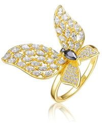 Rachel Glauber - 14k Plated Cz Butterfly Ring - Lyst
