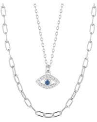 Glaze Jewelry - Silver Cz Evil Eye Pendant Necklace - Lyst