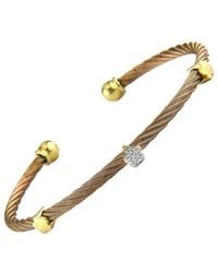 Diamond Select Cuts - Clover 14K & Stainless Steel 0.02 Ct. Tw. Diamond Bangle Bracelet - Lyst