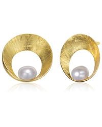 Rachel Glauber - 14k Over Silver 6.5-6.5mm Pearl Earrings - Lyst
