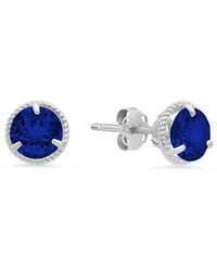 MaxColor - 14K 1.70 Ct. Tw. Lab-Grown Sapphire Halo Studs - Lyst