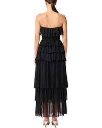 knee length dresses for ladies Armani Tiered Maxi Dress in Yellow Floral main image 1