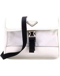 Prada - Re-Nylon & Leather Buckle Flap Crossbody Small (Authentic Pre- Loved) - Lyst