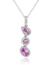 Suzy Levian - 1.06 Ct. Tw. Diamond & Sapphire Multi-Shape Drop Pendant - Lyst