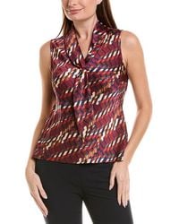 Tahari - Petite Hammer Satin Sleeveless Knit Top - Lyst