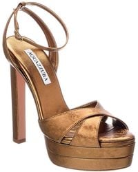 Aquazzura - Divine Plateau 130 Leather Platform Sandal - Lyst