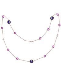 Genevive Jewelry - 14k Rose Gold Vermeil Cz Station Necklace - Lyst
