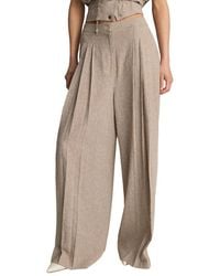 Kenneth Cole - High-Rise Fly Front Triple Pleat Wide Leg Linen-Blend Pant - Lyst
