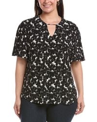 Anne Klein - Plus Pleat Neck Bell Sleeve Top - Lyst