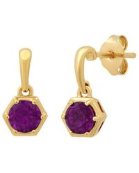 MAX + STONE - Max + Stone 14k Over Silver 0.75 Ct. Tw. Amethyst Drop Earrings - Lyst