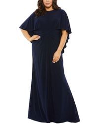 Mac Duggal - Plus Jersey Cape Sleeve A-Line Gown - Lyst
