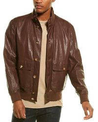 Mens Clothing Jackets Leather jackets Save 33% Brunello Cucinelli Aviator Leather Jacket in Brown for Men 