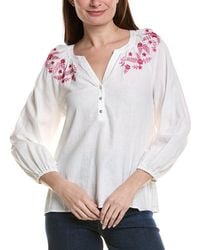 Tommy Bahama - Coastal Tide Embroidered Linen-Blend Peasant Top - Lyst