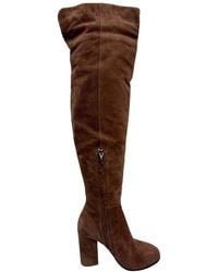 Gianvito Rossi - Suede Block-Heel Knee-High Boot (Authentic Pre-Loved) - Lyst