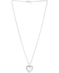 Italian Silver - Puffed Heart Paperclip Necklace - Lyst