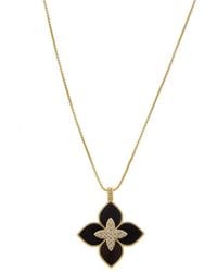 Juvell - Plated Lab-Grown Onyx Cz Clover Necklace - Lyst