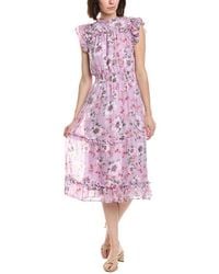 Cece - Flutter Sleeve Smocked Waist Midi Dress - Lyst